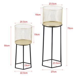 Stojak na doniczkę Merelbeke 2-częściowy czarno-złoty en.casa