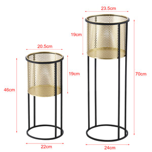 Stojak na doniczkę Malmedy 2-częściowy Czarny-złoty en.casa
