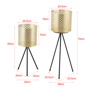 Stojak na doniczkę Mechelen 2-częściowy Czarny-złoty en.casa