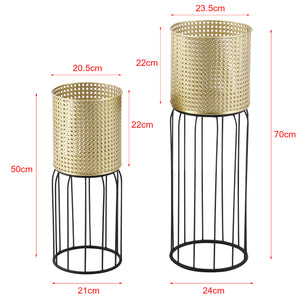Stojak na doniczkę Maaseik 2-częściowy Czarny-złoty en.casa