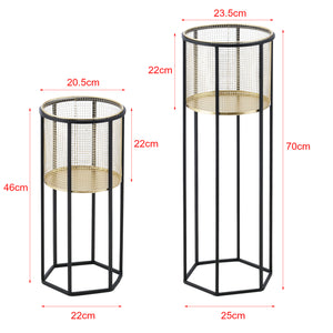 Stojak na doniczkę Malgedem 2-częściowy czarno-złoty en.casa