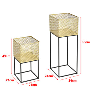 Stojak na rośliny Juprelle zestaw 2 szt. złoto-czarny en.casa