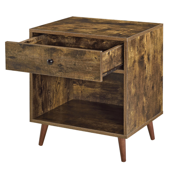Stolik boczny Ronneby 58x50x40cm z szufladą Ciemny odcień drewna en.casa