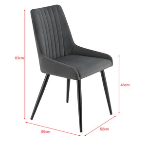 Krzesło do jadalni Alford zestaw 2 krzeseł 83x52x59cm welurowa tkanina ciemnoszary en.casa