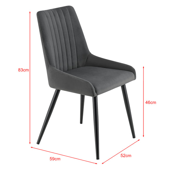 Krzesło do jadalni Alford zestaw 2 krzeseł 83x52x59cm welurowa tkanina ciemnoszary en.casa