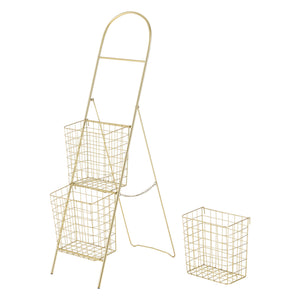 Drabina dekoracyjna z metalowymi koszami metal mosiądz 107x27x55cm en.casa