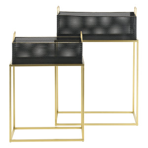 Stojak na rośliny Jurbise zestaw 2 szt. w kolorze mosiądzu/czarnym en.casa