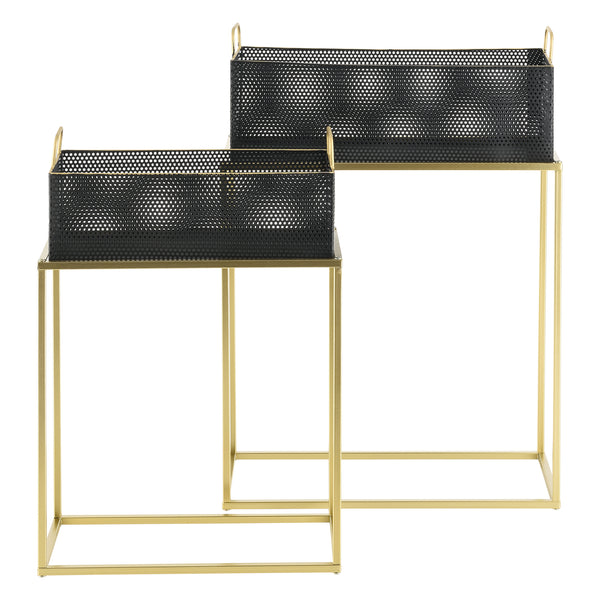 Stojak na rośliny Jurbise zestaw 2 szt. w kolorze mosiądzu/czarnym en.casa