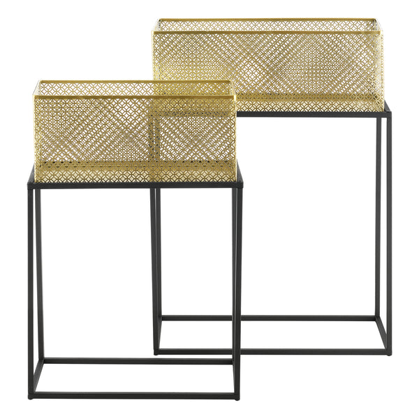 Stojak na kwiaty Anderlues zestaw 2 szt. czarny/mosiężny en.casa