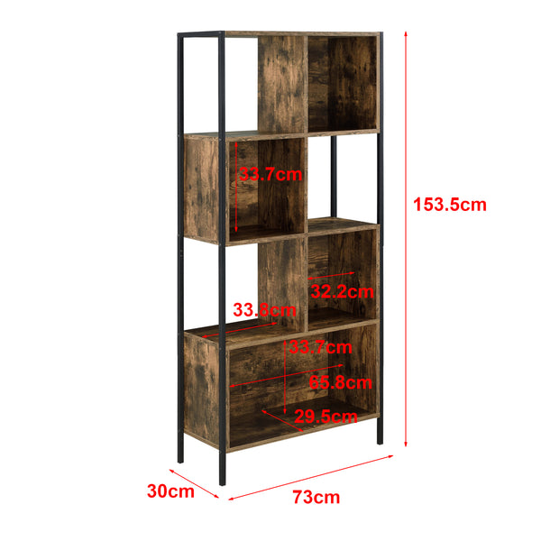 Regał na książki Flakstad 153x73x30cm Ciemny odcień drewna [en.casa]