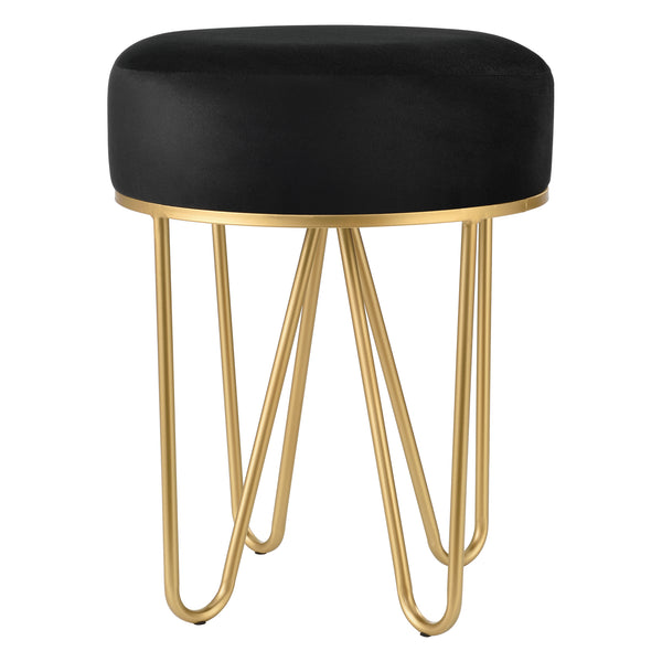 Taboret Runö tapicerowany do 100 kg kolor czarny/mosiądz [en.casa]