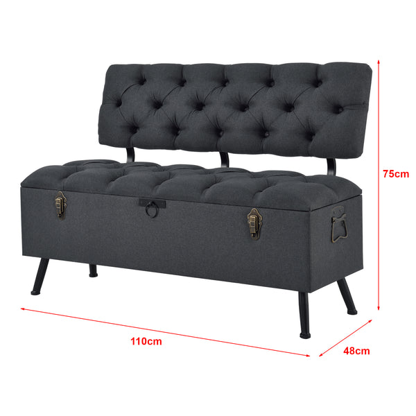 Skrzynia do siedzenia Malmöhus 110x48x75cm Ciemnoszara [en.casa]