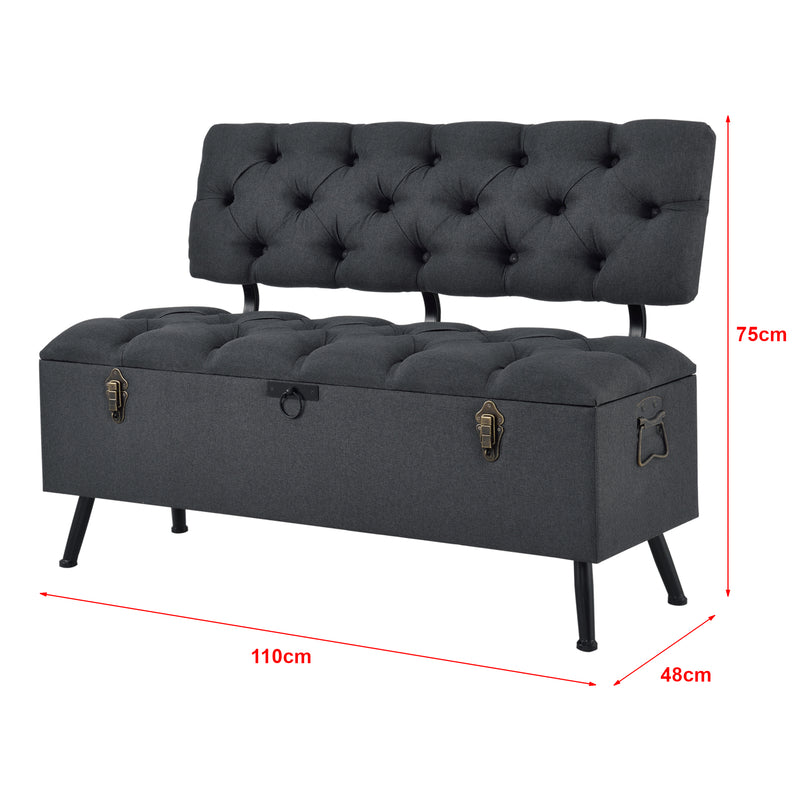 Szkic wymiarowy Kufer Malmöhus 110x48x75cm ciemnoszary [en.casa]