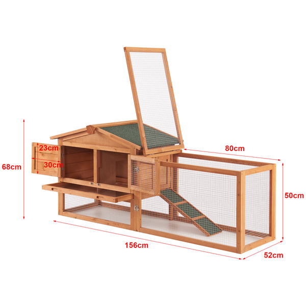 Klatka dla królików Oberursel 68x156x52cm drewno jodłowe [en.casa]
