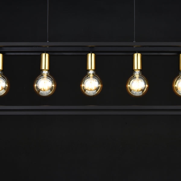 Lampa wisząca Rouen 5 x E27 Czarny / Kolor mosiądzu lux.pro