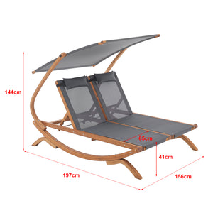 Leżanka podwójna Karystos 197x156x144cm Ciemnoszary [en.casa]