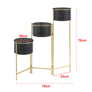 Stojak na kwiaty Kieldrecht 3-częściowy mosiądz czarny [en.casa]
