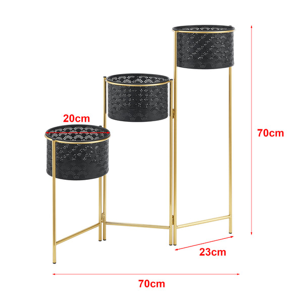 Stojak na kwiaty Kieldrecht 3-częściowy mosiądz czarny [en.casa]