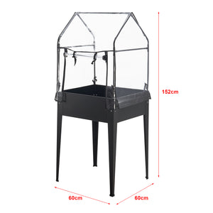 Grządka podwyższona ze szklarnią Katwijk 60x60x152cm stal antracyt [en.casa]