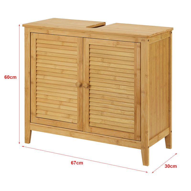 Szkic wymiarowy Bambusowa szafka pod umywalkę Värmdö 60x67x30cm [en.casa]