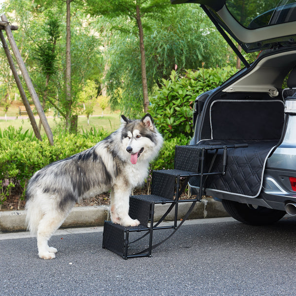 Schody dla psa Colchester 4-stopniowe do 55 kg Metal/Poliester [en.casa]