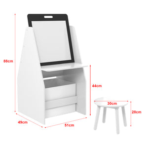 Stolik dziecięcy z tablicą do kolorowania Ferrol 88x51x49 cm Biały [en.casa]