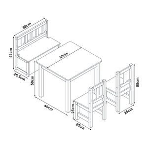 Zestaw stolików dziecięcych Lousame drewno sosnowe naturalny / biały [en.casa]