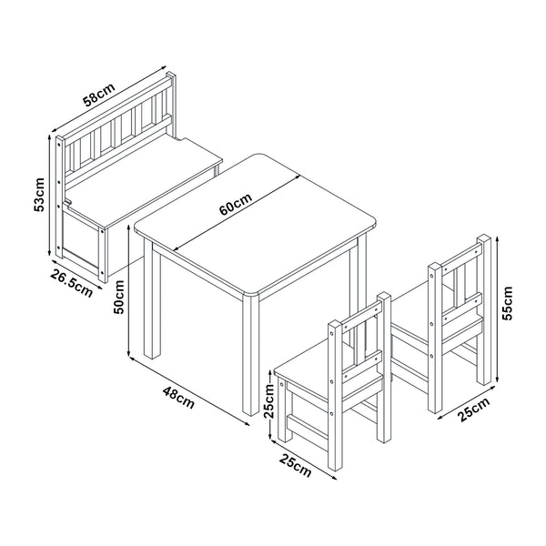 Zestaw stolików dziecięcych Lousame drewno sosnowe naturalny / biały [en.casa]
