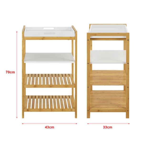 Regał stojący z bambusa Kiuruvesi z półką na tacę [en.casa]