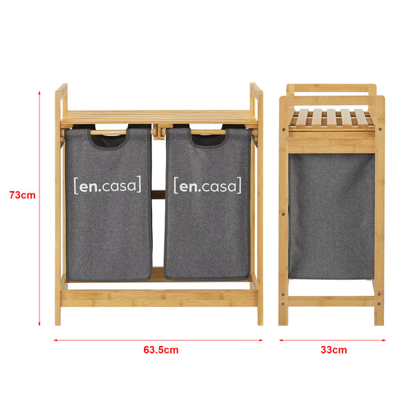 Bambusowy regał Kärkölä z koszami na pranie [en.casa]