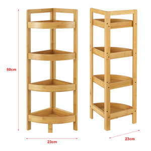 Bambusowa półka łazienkowa Lestijärvi półka narożna z 4 półkami 80x23x23cm [en.casa]