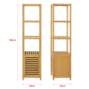 Półka bambusowa Liminka półka łazienkowa z drzwiczkami do szafki 140x34x33cm [en.casa]