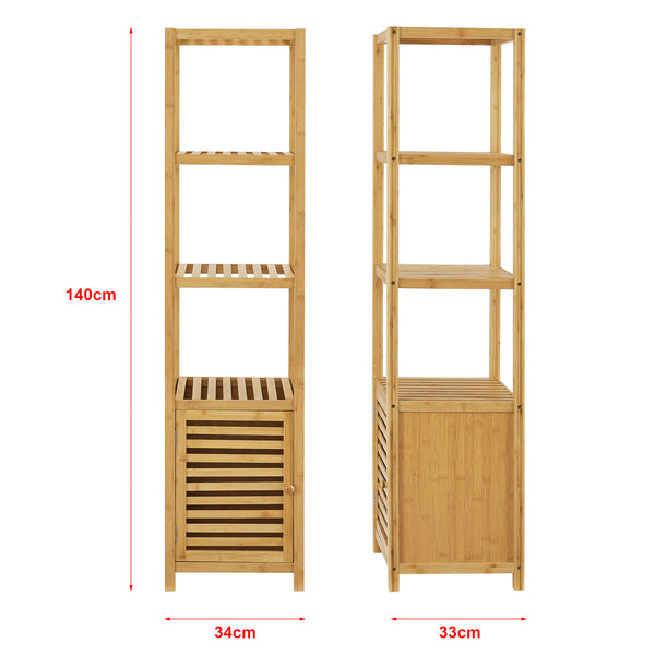 Półka bambusowa Liminka półka łazienkowa z drzwiczkami do szafki 140x34x33cm [en.casa]