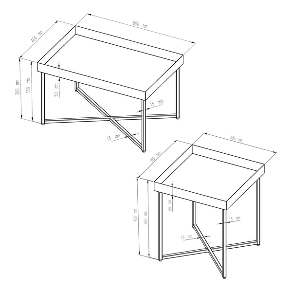 Podkładka na stół Heinola stoliki kawowe w zestawie 2 szt. stal czarna [en.casa]