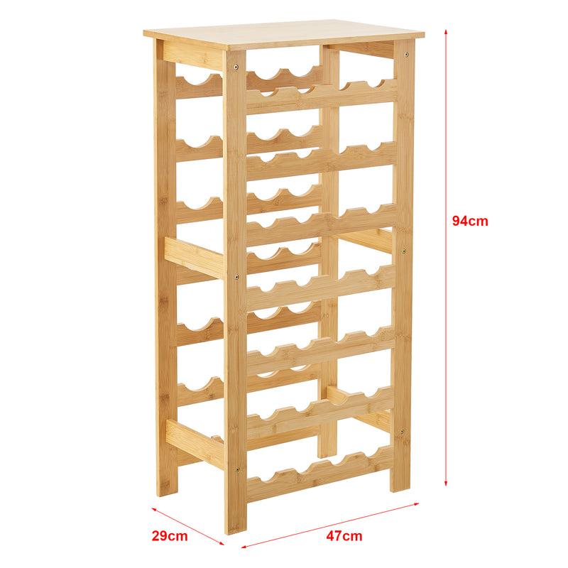 Szkic wymiarowy Stojak na wino Äänekoski 94x47x29 cm bambus natura [en.casa]