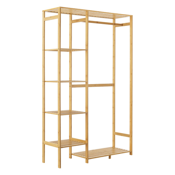 Wieszak na płaszcze Eurajoki 139x100x40 cm naturalny bambus [en.casa]