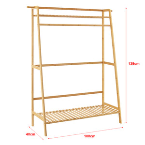 Wieszak na płaszcze Föglö 139 x 100 x 40 cm naturalny bambus [en.casa]