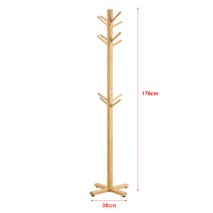 Wieszak na płaszcze Jämsä 176 x 38 x 38 cm 12 haczyków bambus natura [en.casa]