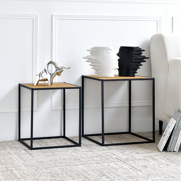 Stolik pomocniczy Grindavik w zestawie 2 sztuk, wygląd drewna [en.casa]