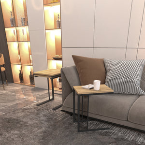 Stół do jadalni Jakobstad w zestawie 3-częściowym Czarny/wygląd drewna [en.casa]