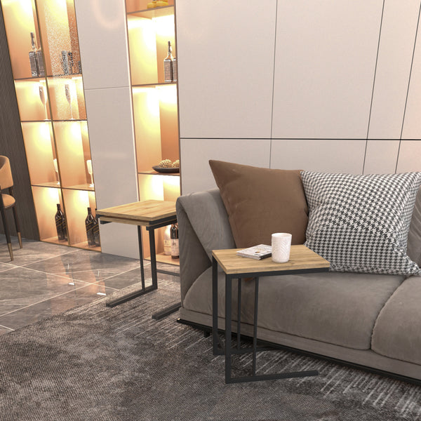 Stół do jadalni Jakobstad w zestawie 3-częściowym Czarny/wygląd drewna [en.casa]