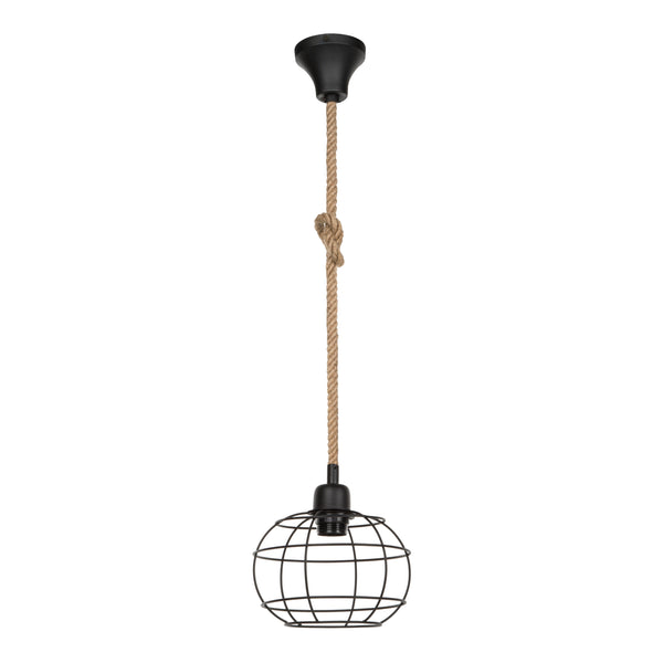 Lampa wisząca Altrincham 20 x 14 cm 1-światło czarny / jutowy [lux.pro]