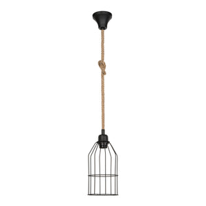 Lampa wisząca Ashford 24x14 cm 1-światło czarny/jutowy [lux.pro]