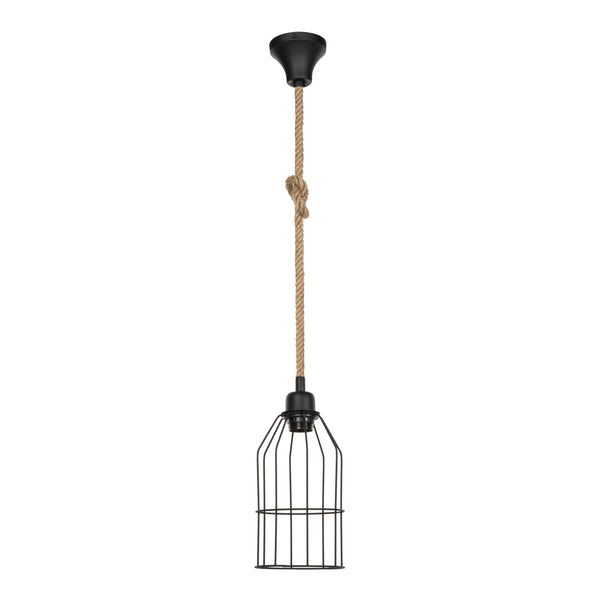Lampa wisząca Ashford 24x14 cm 1-światło czarny/jutowy [lux.pro]