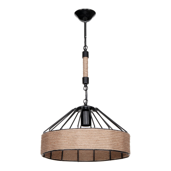 Bridgford lampa wisząca E27 metalowa lina jutowa czarna/juta kolorowa [lux.pro]