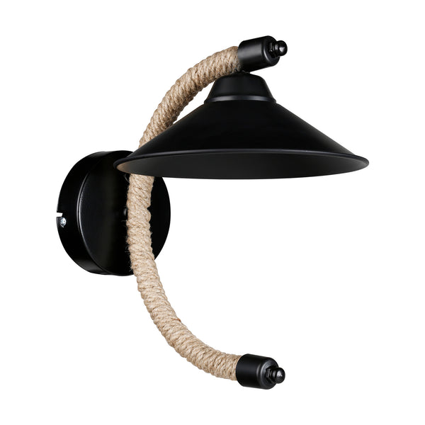 Lampa ścienna Cannock E27 metalowa lina jutowa czarna / juta kolorowa [lux.pro]
