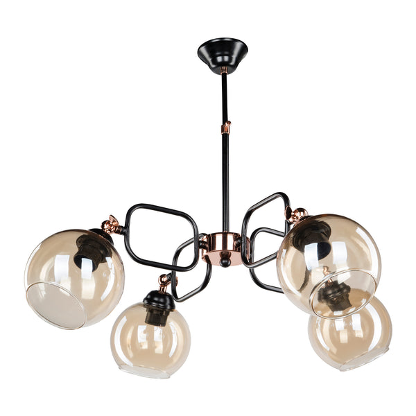 Lampa wisząca Crawley 4xE27 metal szkło czarny / miedziany [lux.pro]