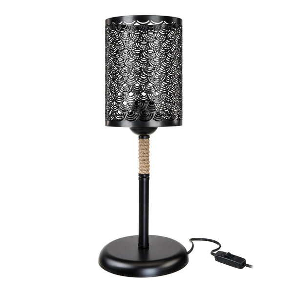Lampa stołowa Filton E27 metalowa lina jutowa czarna / kolory juty [lux.pro]