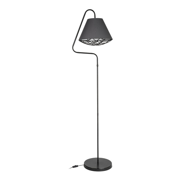 Lampa podłogowa Gateshead E27 metal tekstylny czarny / szary [lux.pro]