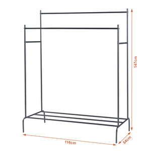 Wieszak na płaszcze Bramming z dwoma wieszakami 147 x 116 x 54 cm czarny [en.casa]